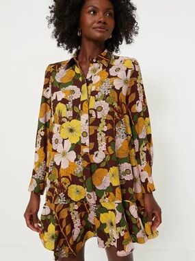 tuckernuck retro floral crepe callahan shirt dress XS